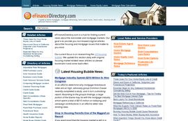 
		eFinanceDirectory — your source for Real Estate News, Mortgage News, Personal Financial Advice, Tips, and Opinions
	