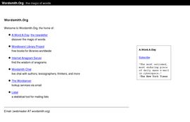Wordsmith.Org : The magic of words. word, language, quote, quotation, anagram, dictionary, words, languages, quotes, quotations, anagrams, dictionaries